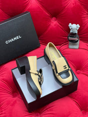 CC MOCCASIN LOAFER IN YELLOW CREAM MIX BLACK LAMBSKIN