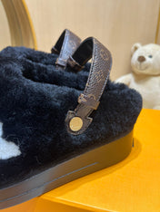 ASPEN COMFORT CLOG IN BLACK MIX WHITE FLEECE