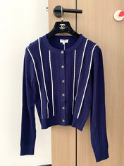 CC 25 Cardigan In Navy Blue Wool