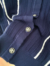 CC 25 Cardigan In Navy Blue Wool