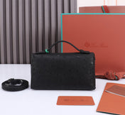 EXTRA POCKET L19 IN BLACK OSTRICH LEATHER