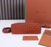EXTRA POCKET L19 IN RED BROWN OSTRICH LEATHER