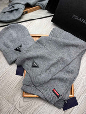 SET SCARF AND HAT IN RHINO GRAY WOOL AND RABBIT FUR 397407