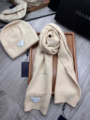 SET SCARF AND HAT IN BISQUE BEIGE WOOL AND RABBIT FUR 397405