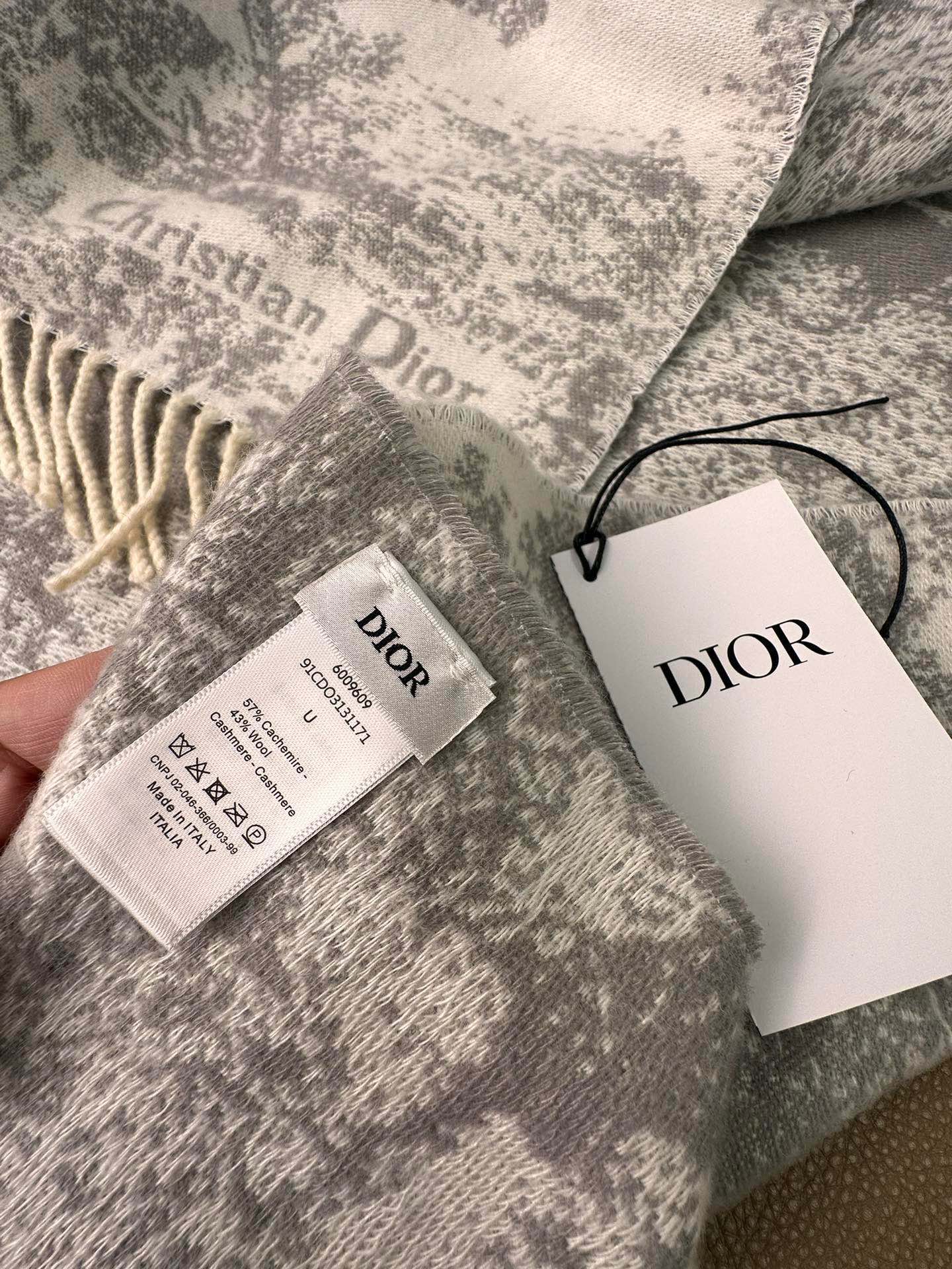 DIOR 26S SCARF 190 IN CASHMERE AND WOOL 429095