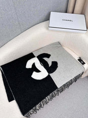 SCARF 200 CM IN BLACK MIX HARBOR GRAY CASHMERE AND WOOL 399797