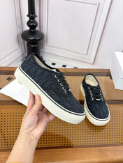DIOR 26S LOW TOP SNEAKERS IN BLACK OBLIQUE CANVAS WITH RUBBER SOLE