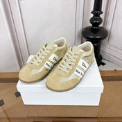 DIOR 26S SNEAKERS IN BEIGE SUEDE AND GOLD METALLIC CALFSKIN