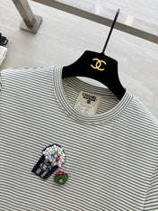 CC Beaded T-shirt Gray White Cotton