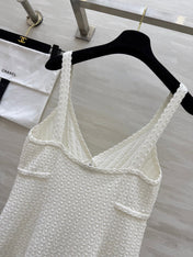 CHANEL WHITE SPAGHETTI STRAP TOP 265024