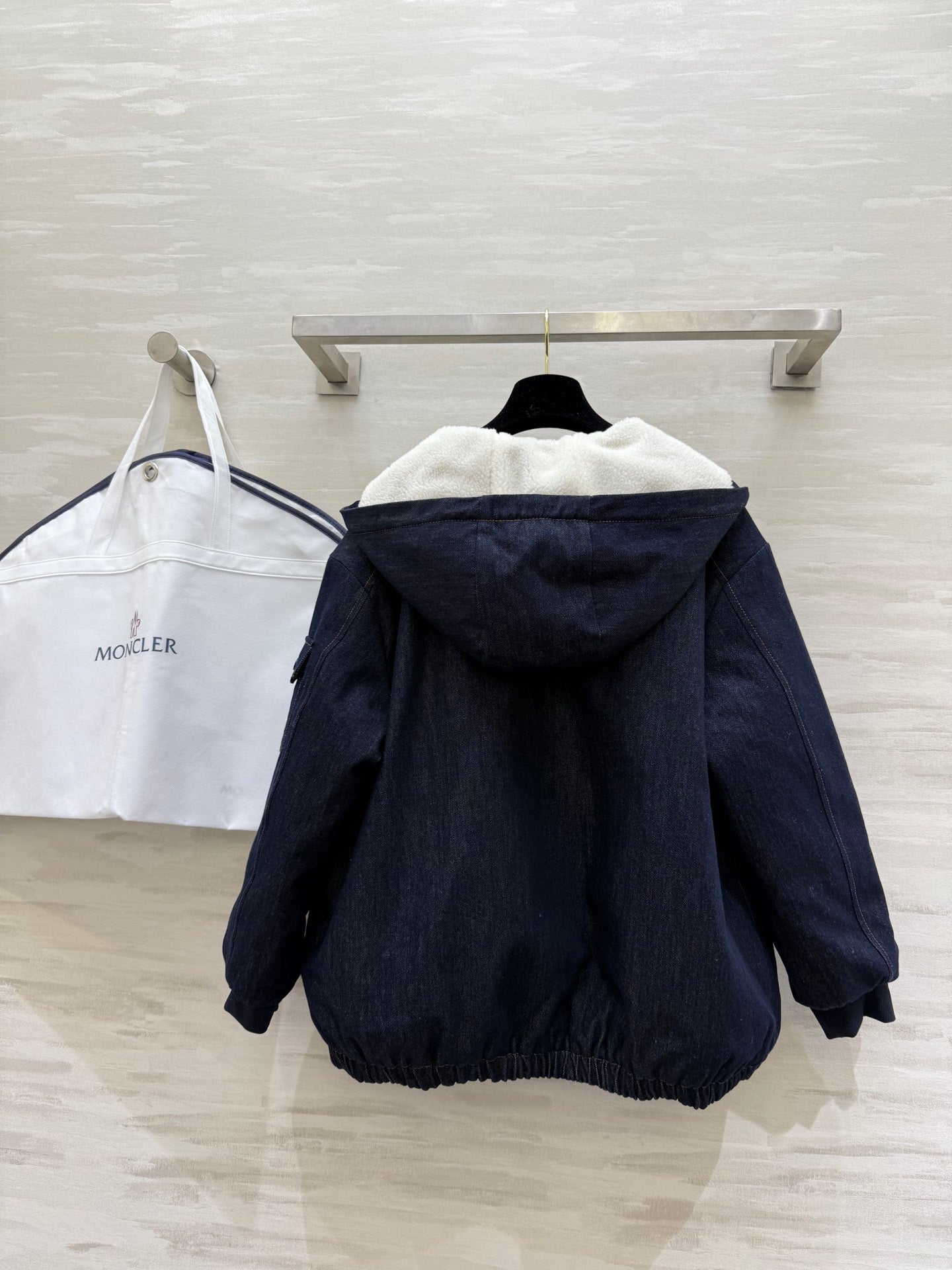 MONCLER 25S COTTON DENIM HOODED JACKET 345