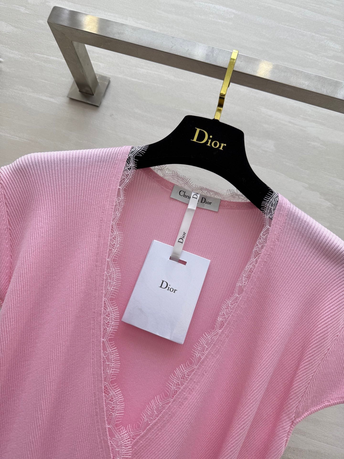 DIOR 26S CROSSOVER LACE-TRIM TOP 1202
