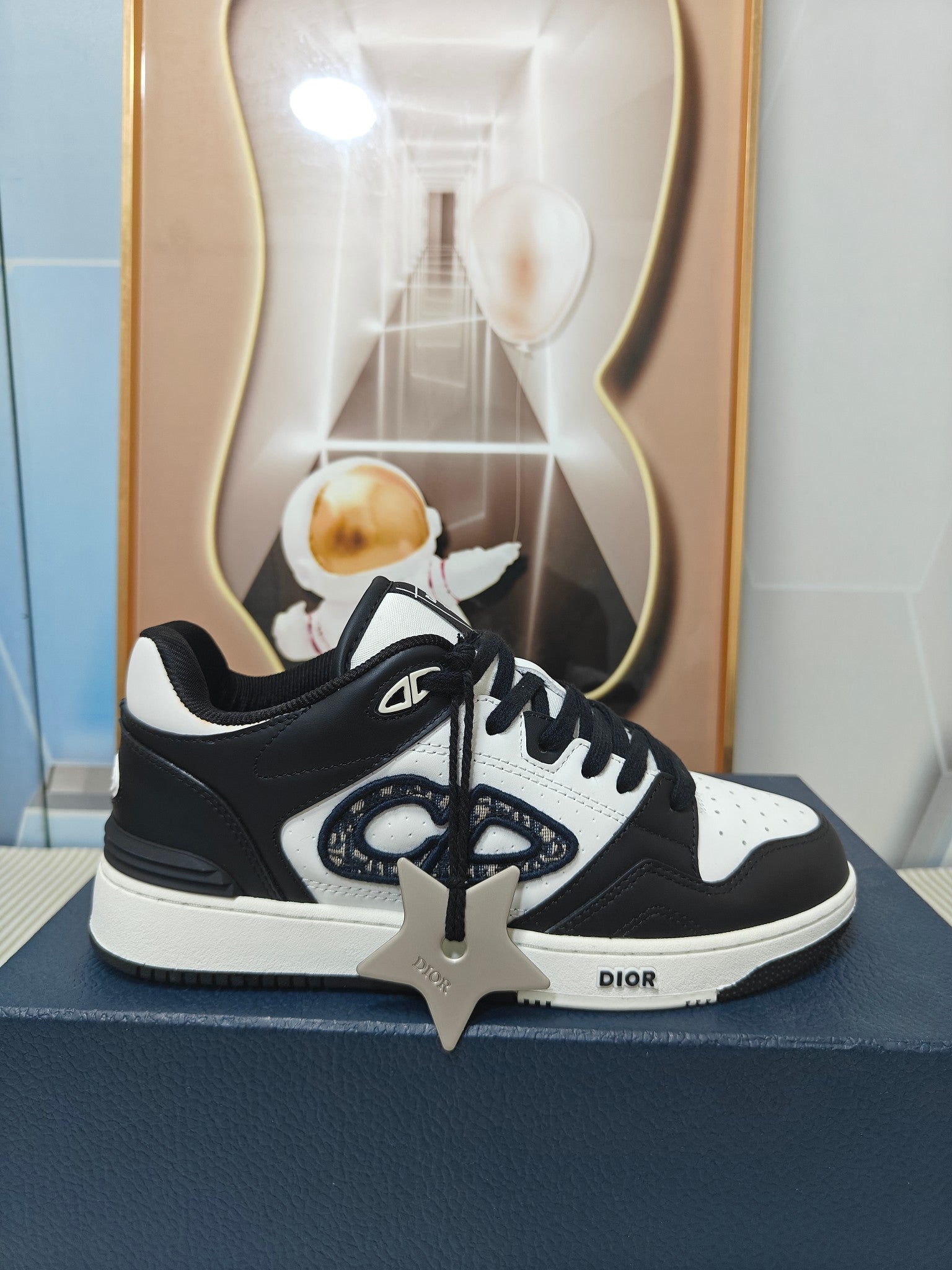 DIOR 26S LOW-TOP SNEAKER IN WHITE AND BLACK CALFSKIN STYLE 02