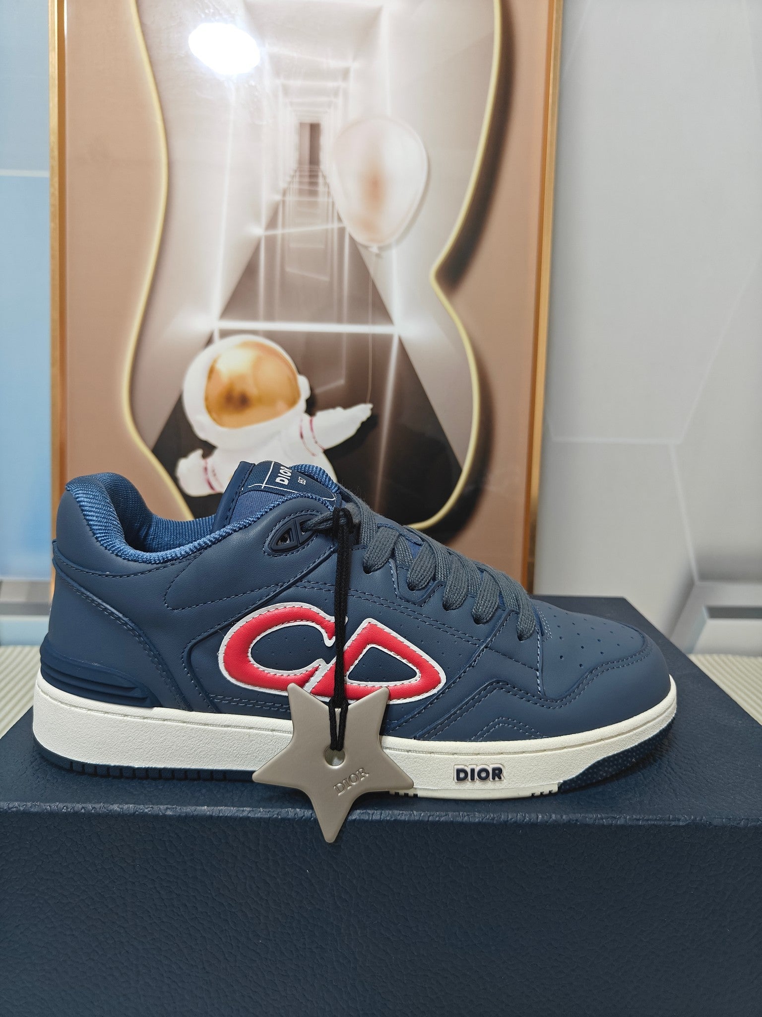 DIOR 26S LOW-TOP SNEAKER IN DARK BLUE CALFSKIN
