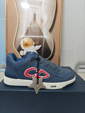 DIOR 26S LOW-TOP SNEAKER IN DARK BLUE CALFSKIN