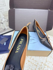 PRADA 26S ANTIQUED LEATHER PUMPS 55MM IN BLACK CALFSKIN