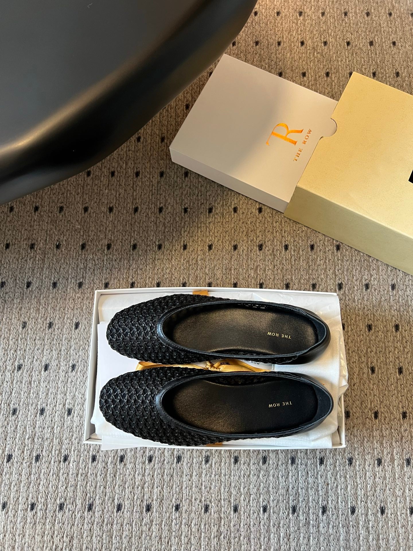 THE ROW 26S BALLET FLATS IN BLACK MESH