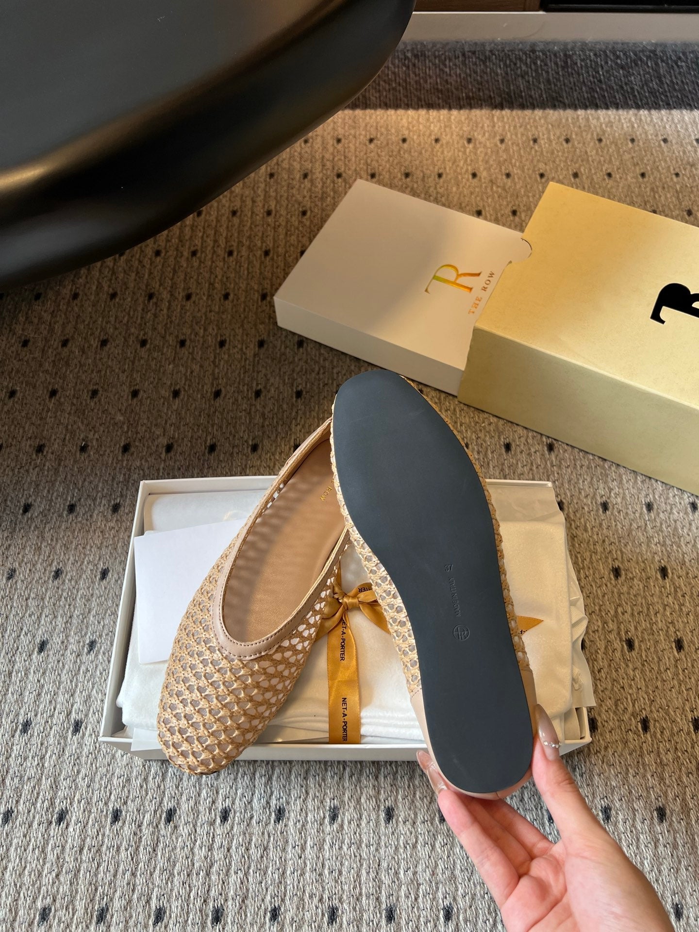 THE ROW 26S BALLET FLATS IN NUDE BEIGE MESH