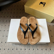 THE ROW 26S THONG SANDALS IN BLACK CALFSKIN AND SUEDE