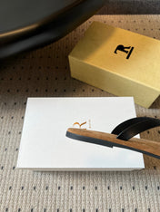 THE ROW 26S THONG SANDALS IN BLACK CALFSKIN AND SUEDE