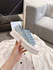 DIOR 26S PLATFORM SNEAKERS IN SKY BLUE OBLIQUE EMBROIDERED MESH