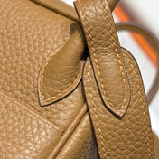 HERMES 25S MINI LINDY 19 IN BROWN CALFSKIN GOLD HARDWARE