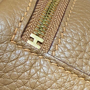 HERMES 25S MINI LINDY 19 IN BROWN CALFSKIN GOLD HARDWARE
