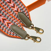 25S HERMES BAG STRAP ORANGE PATTERN 85 IN CANVAS GOLD HARDWARE
