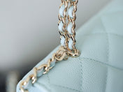 CHANEL 25S KELLY IN PASTEL BLUE LAMBSKIN WITH SILVER HARDWARE