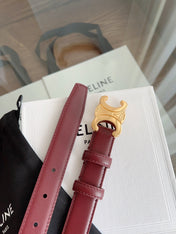 TRIOMPHE BELT 24MM IN WINE RED CALFSKIN WITH GOLD BUCKLE