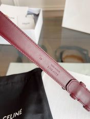 TRIOMPHE BELT 24MM IN WINE RED CALFSKIN WITH GOLD BUCKLE