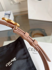 TRIOMPHE BELT 24MM IN BEAVER BROWN CALFSKIN WITH GOLD BUCKLE