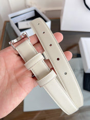 CELINE 26S BELT 25 MM IN CREAM WHITE CALFSKIN 669839