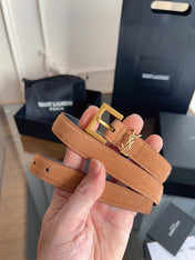 YSL 25S BELT 20 MM IN CARAMEL BROWN SUEDE 616310