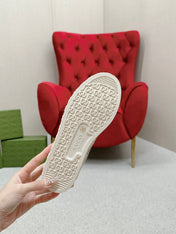 GG TRAINER SCALLOPED TOE LIGHT GRAY DENIM