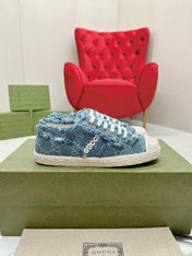 GG TRAINER SCALLOPED TOE BLUE DENIM