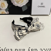 WHITE MIX BLACK SILK HEADBAND 168589
