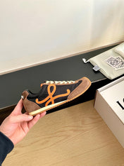 LOEWE 26S BALLET RUNNER 2.0 IN DARK BROWN SUEDE AND BLACK NYLON