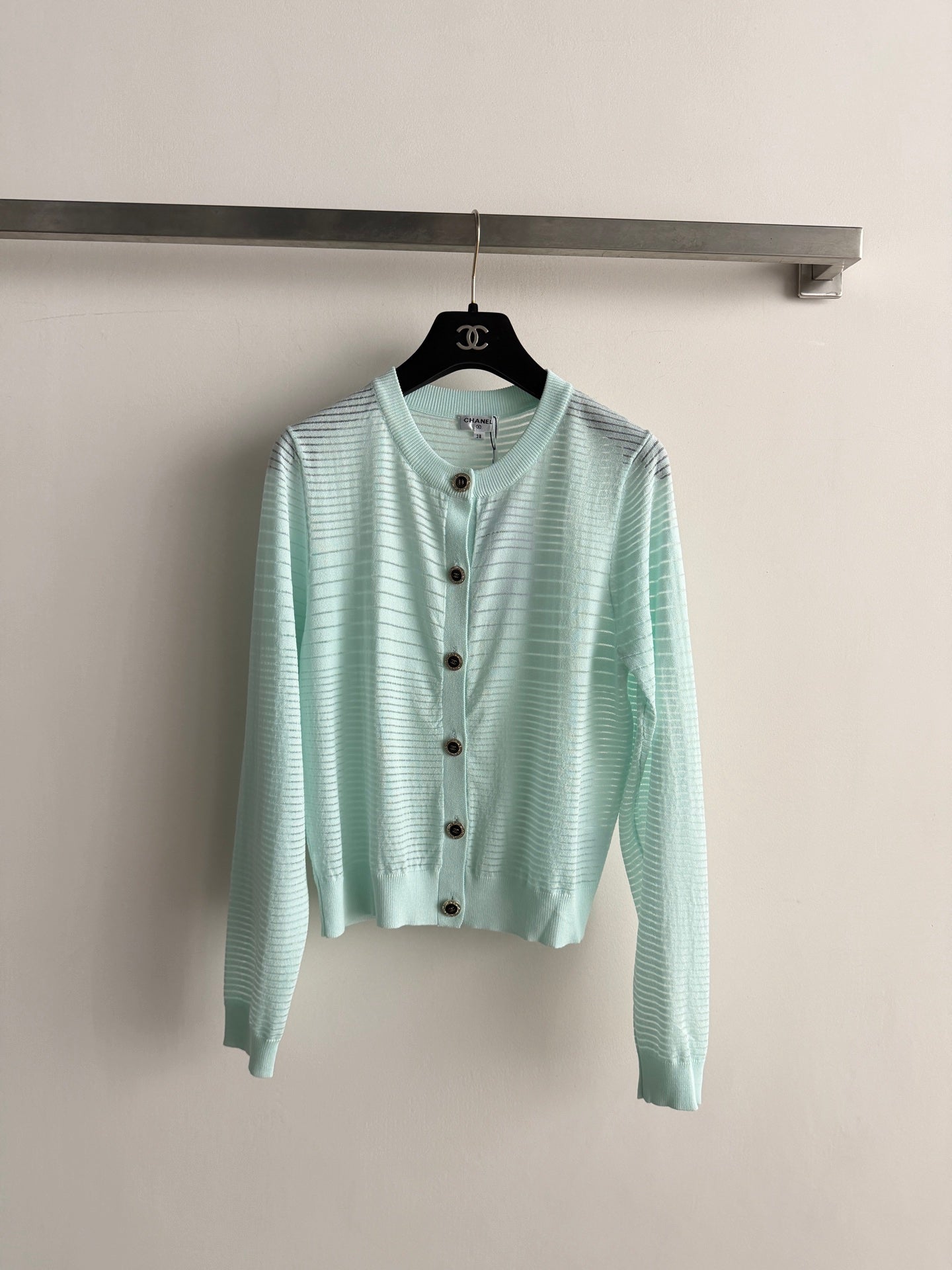CHANEL 26S MINT KNIT CARDIGAN 1327