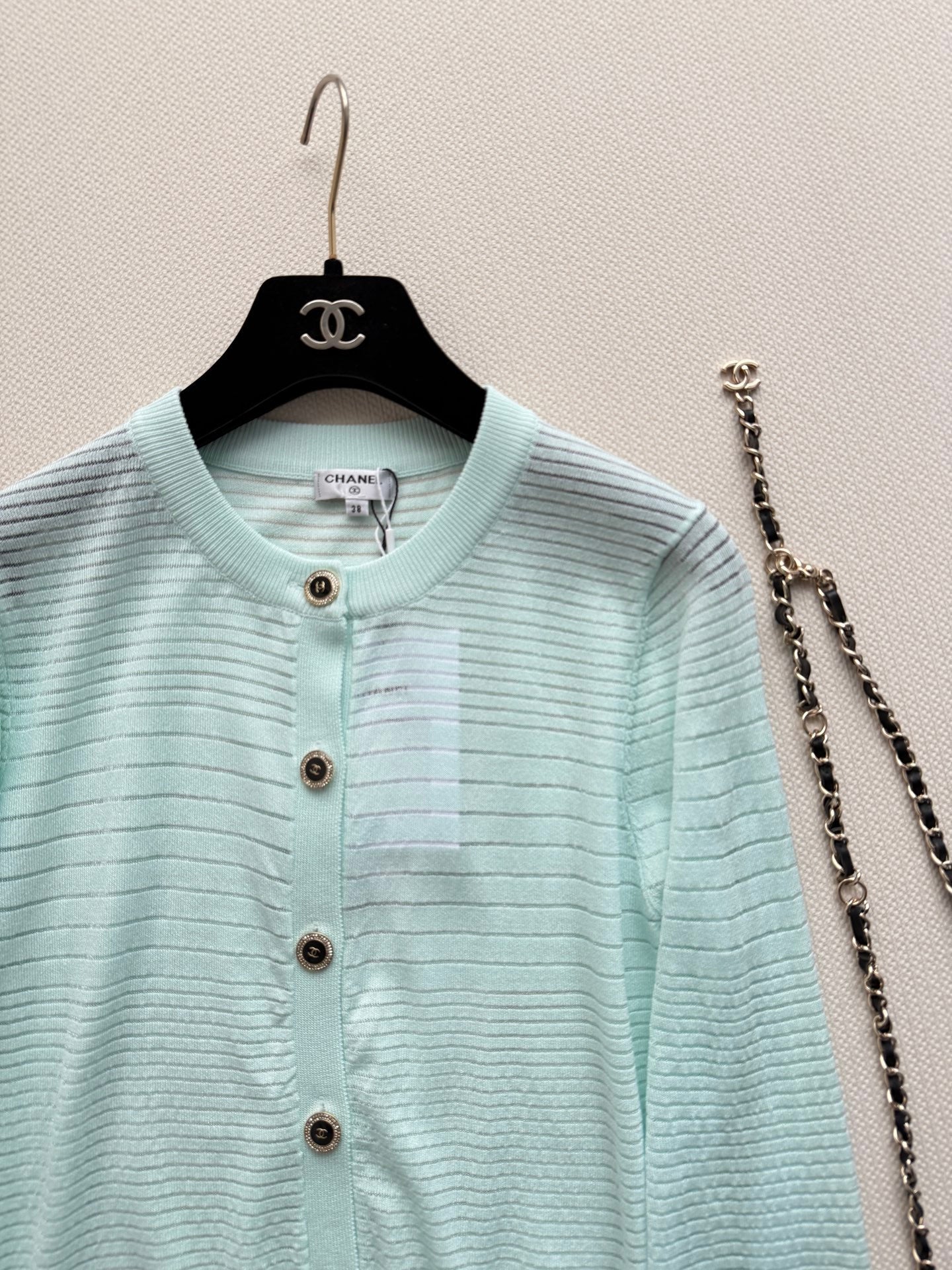 CHANEL 26S MINT KNIT CARDIGAN 1327