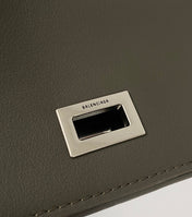 RODEO LARGE BAG 40 IN KHAKI GREEN SMOOTH CALFSKIN SILVER HARDWARE