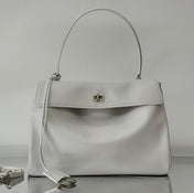 RODEO MEDIUM BAG 35 IN WHITE SMOOTH CALFSKIN SILVER HARDWARE