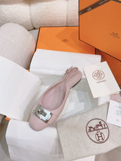HM 26S INNOCENTE SLINGBACK IN LIGHT PINK CALFSKIN SILVER HARDWARE