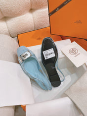 HM 26S INNOCENTE SLINGBACK IN LIGHT BLUE SUEDE SILVER HARDWARE