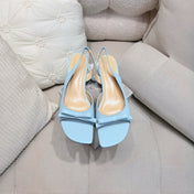 DIOR 26S BOW HEELED SLINGBACK SANDAL 45MM IN SKY BLUE CALFSKIN