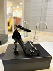 SL OPYUM SANDALS 105 BLACK CALFSKIN