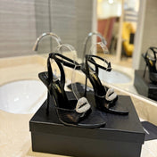 SL AYERS SNAKE CRYSTAL SANDAL BLACK CALFSKIN