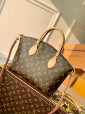 BOÉTIE PM TOTE 25 IN BROWN MONOGRAM COATED CANVAS AND CALFSKIN