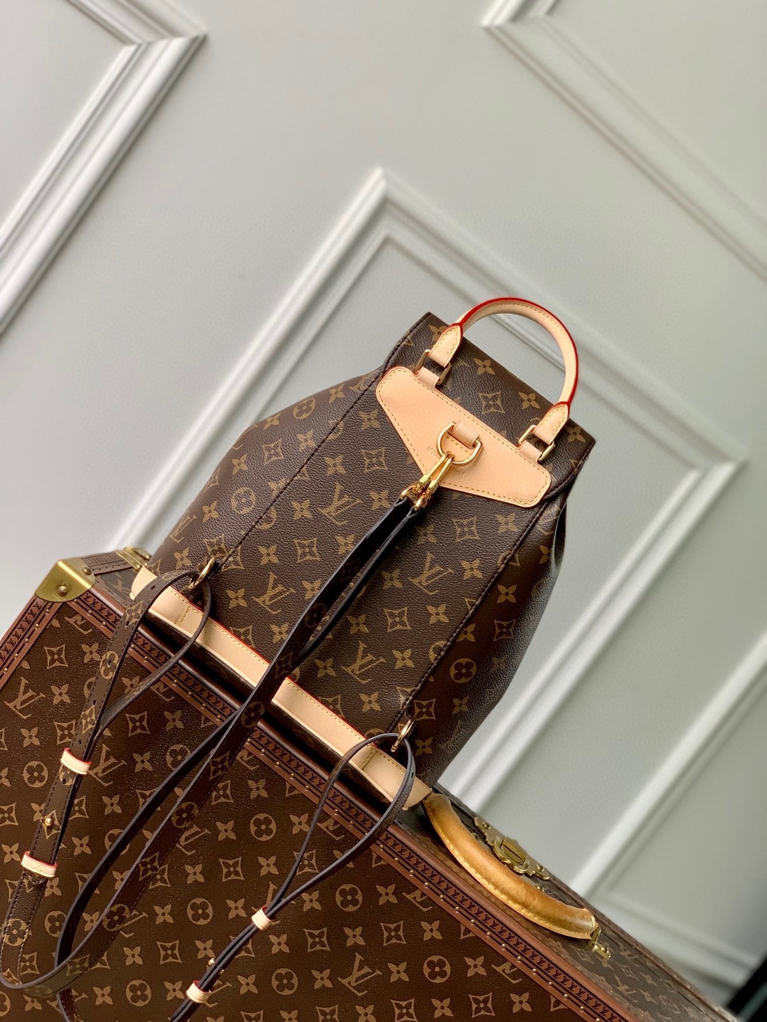 MONTSOURIS BACKPACK PM 30 IN BROWN MONOGRAM CANVAS