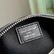 POCHETTE VIBE HANDBAG 25 IN BLACK LAMBSKIN BROWN COWHIDE AND COATED CANVAS TRIM
